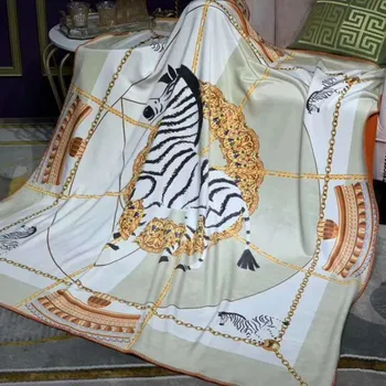 

2021 New Raschel Blanket Spring/Autumn Home Europe Italy Blanket H Classic Velvet High-end French Hotel Palace Printed Throw