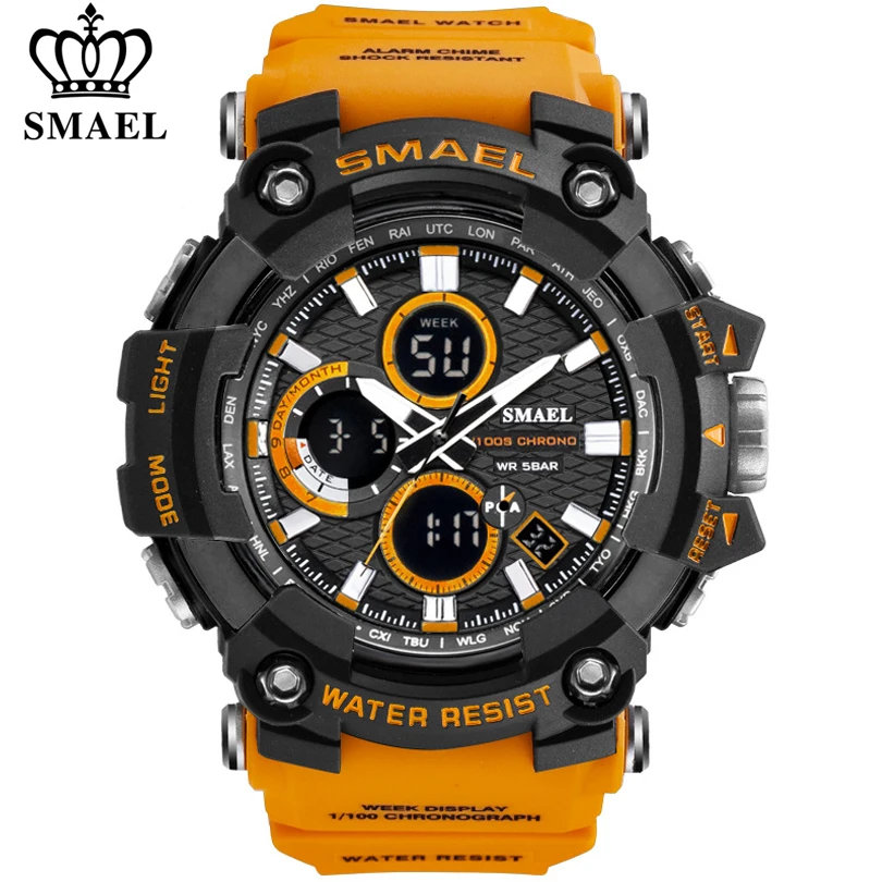 SMAEL 1802 Sports Men's Watches Top Brand Luxury Military Quartz Watch Men Waterproof Shock Male Digital Clock Relogio Masculino