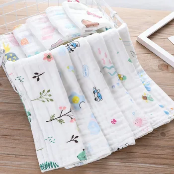 

New Pattern Random Cartoon Design Baby Toddler Soft Drool Towel 6 Layers Cotton Infant Bibs Unisex Cloth Saliva 25X50cm