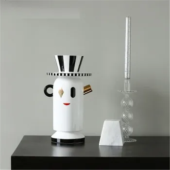 

Chinese Style Black And White Pattern Abstraction Colored Drawing Ceramic Vase Living Room Flower Arrangement Decor X5662