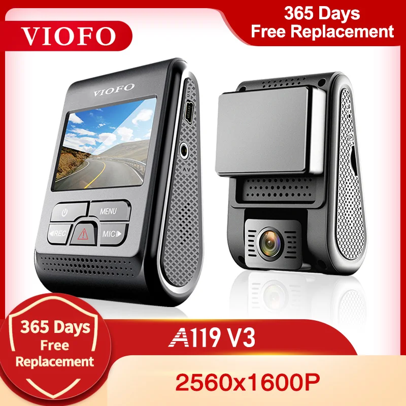 VIOFO A119 V3 2K 60fps كاميرا عدادات السيارة سوبر للرؤية الليلية رباعية HD 2560*1600P جهاز تسجيل فيديو رقمي للسيارات مع وضع وقوف السيارات G-الاستشعار اختياري لتحديد المواقع
