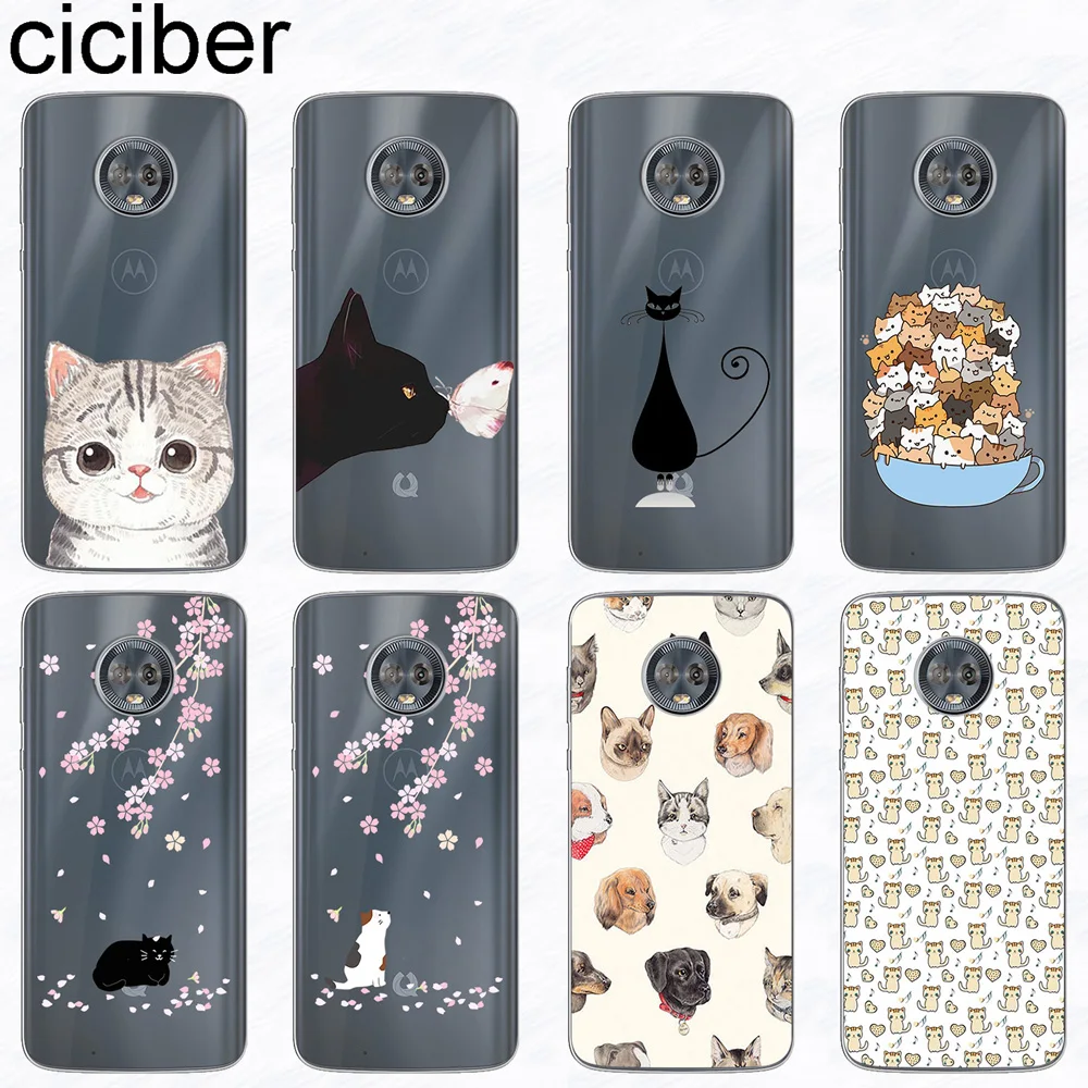 

ciciber Phone Case for Motorola Moto G6 G5 G5S E5 E4 C ONE Z2 Z3 G4 Plus Play M X4 P30 Power Note TPU Cover Cute Animal Cat Capa