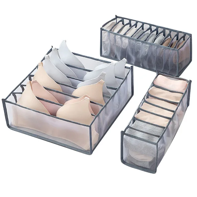 Multi-grids Underwear Storage Box Sock Bra Underpant Organizer Lattice Mesh Drawer Tidy Divider Practical Grid underwear 