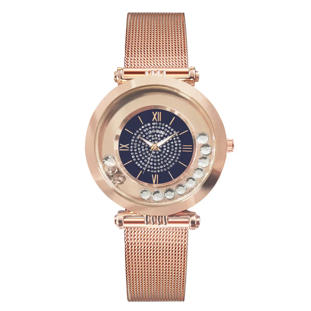 

2019Vansvar women's quartz wristwatches black diamond dial stainless steel mesh belt round watch fashion designer brand luxury