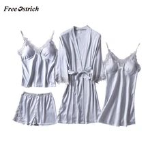 Страусиная Женская пижама, шелкообразная модная сексуальная пижама, халат, сексуальный комплект для сна, женская одежда для сна 909