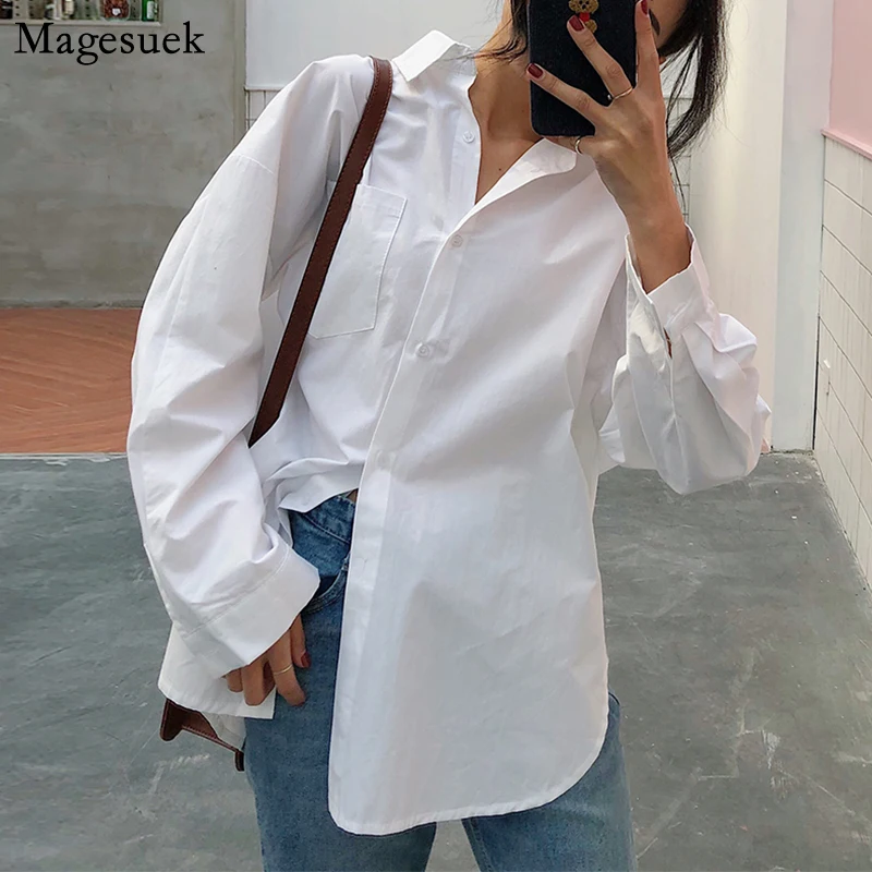 

Spring Autumn Women Shirts Plus Size Cotton White Blouse Femme Long Sleeve Loose Oversized Blouses Tops Casual Blusas 11456