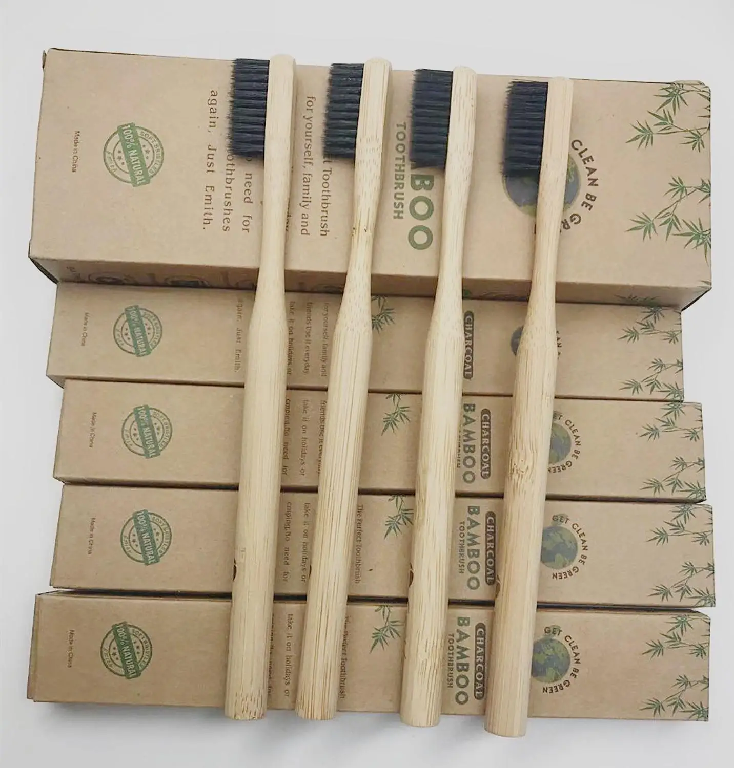 bamboo toothbrush 4 pcs double ultra soft toothbrush bamboo charcoal individually wrapped toothbrush sensitive toothbrush head 5
