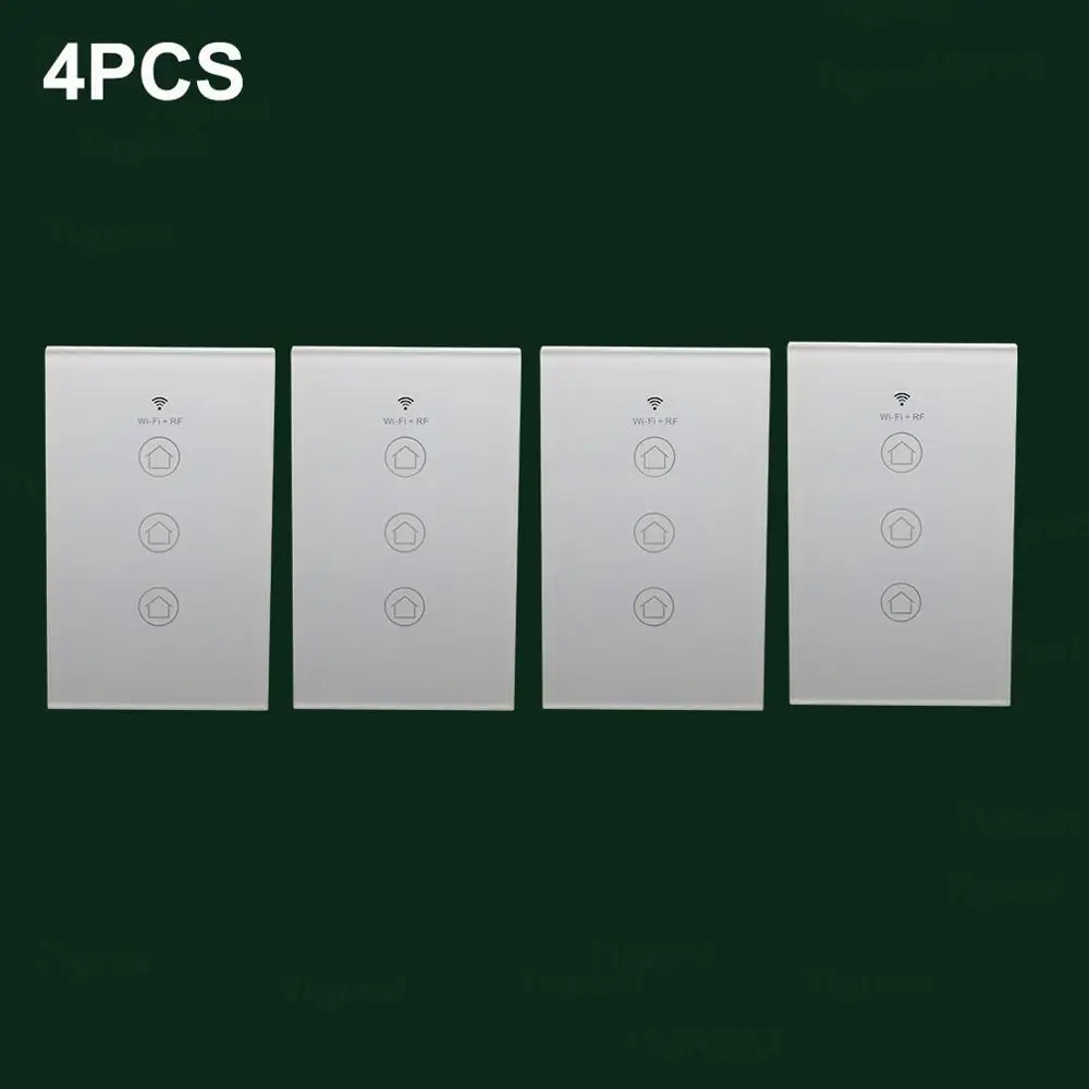 4PCS USA Wall Switch Умный светильник, сенсорный Wi-Fi штекер, беспроводная настенная розетка, пульт дистанционного управления, приложение Tuya Alexa Google Home Assistant IFTTT - Цвет: 4PCS USA Wall Switch
