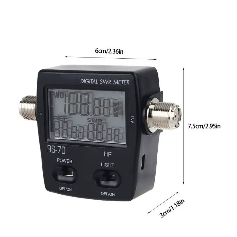 

NISSEI RS-70 Digital SWR Power Meter Counter Micro USB-DC 5V Output 1.6-60MHz