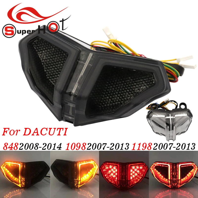 For Ducati 848 EVO 1098 1198 2008 2009 2010-2012 2013 Motorcycle Accessories Integrated LED Tail Light Brake Turn Signal Blinker |