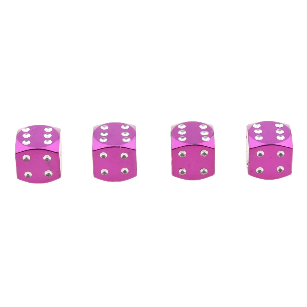 4Pcs Purple Dice Tire/Wheel Stem Air Valve Caps Covers Set Motorcycle ATV