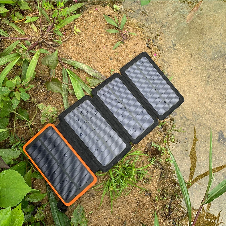 mini power bank Solar Power Bank 10000mAh Foldable Solar Panel Powerbank with Flashlight For iPhone 11 Xiaomi iPad Tablet Waterproof Poverbank 12v power bank