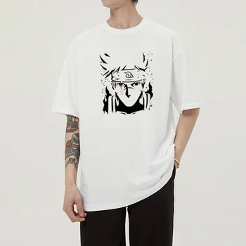 

Funny Anime Naruto Cartoon Hatake Kakashi Oversized T Shirt Men Summer Punk Aesthetic Hip hop Tops Harajuku Men's T-shirt Tee
