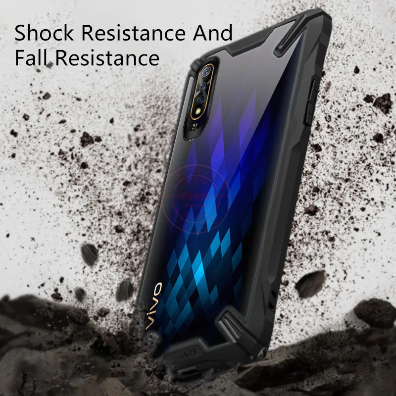 Military airbag Anti-fall shell Case For Vivo S1  IQOO Neo  Y7S Transparent Acrylic PC +TPU Shockproof Armor Back cover Case (5)