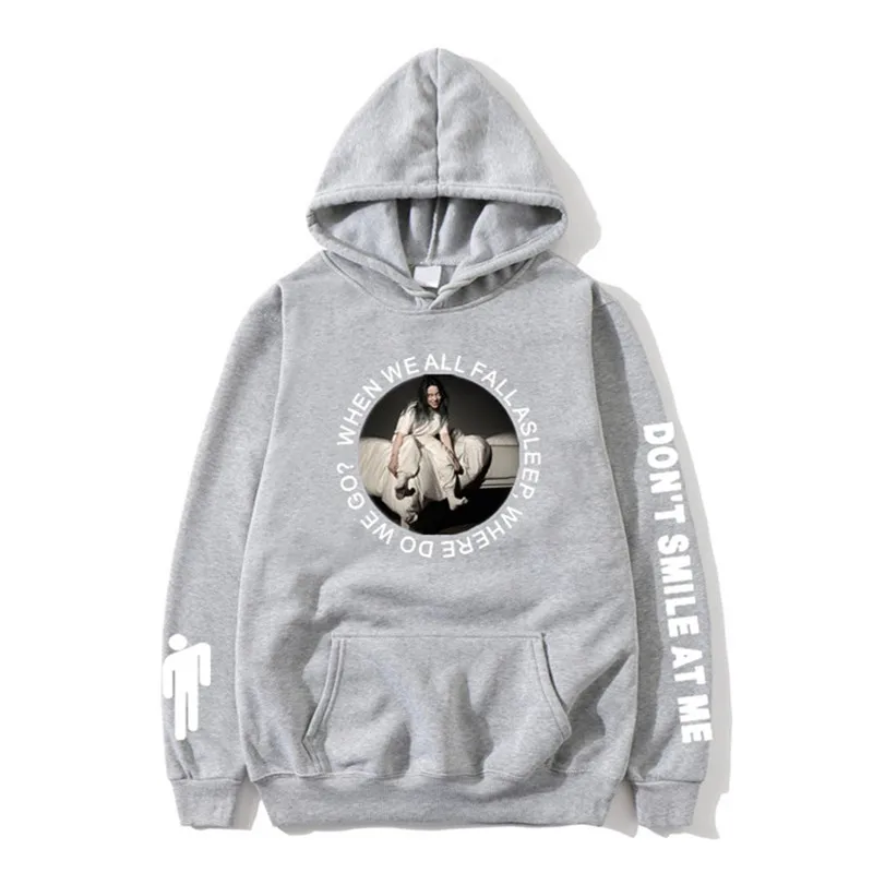 24gray Новинка года, толстовка с капюшоном Billie Eilish, модные толстовки с принтом для женщин и мужчин, толстовки с длинными рукавами, лидер продаж, Повседневная Уличная одежда Sudadera Hombre - Цвет: 24gray