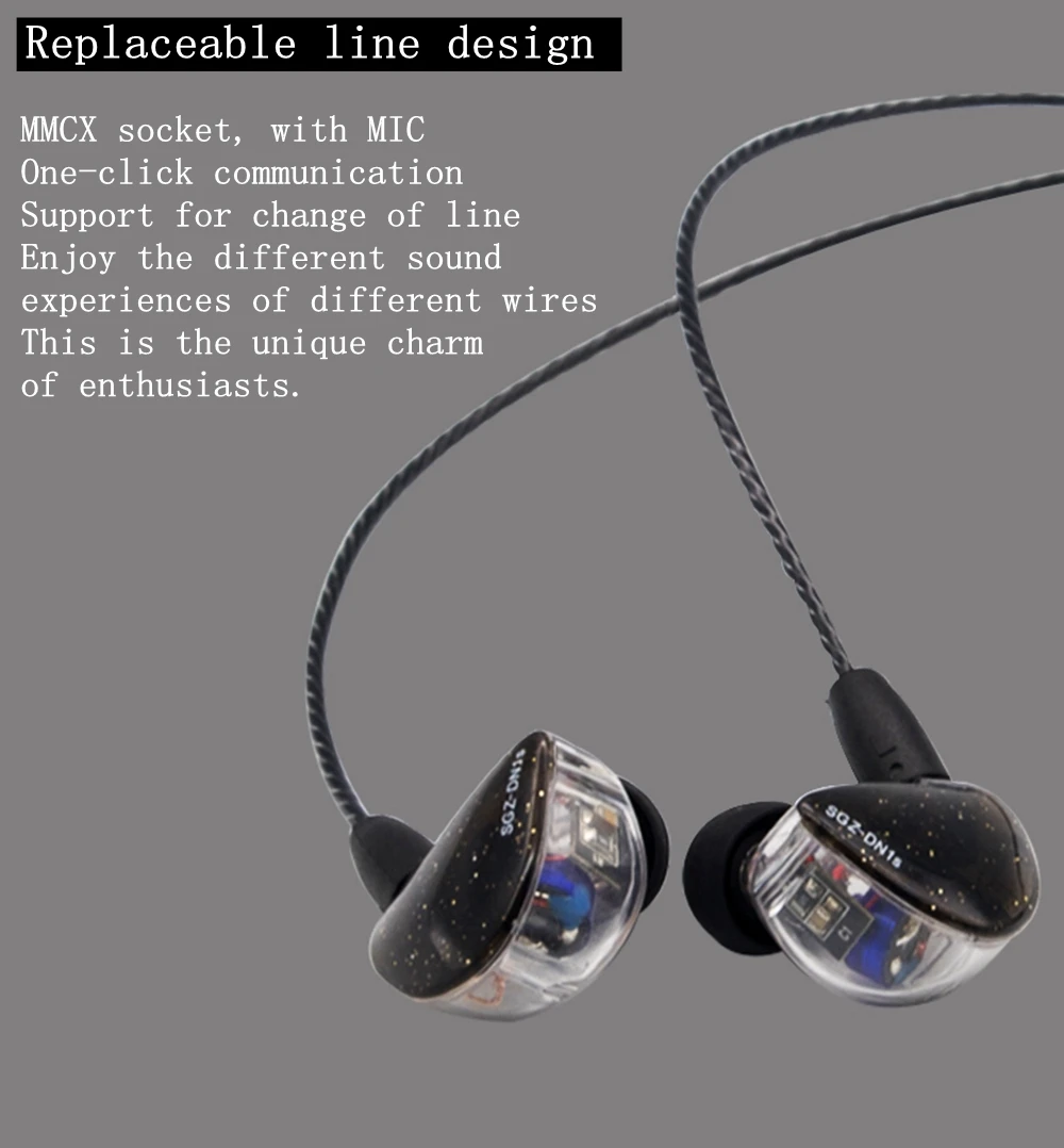 BGVP DN1S HIFI гарнитура тяжелый бас Гибридный-наушник MMCX съемный сбалансированный арматурный Динамический драйвер IEMs смоляная оболочка с микрофоном