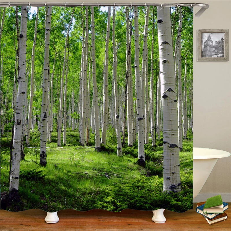 Plant shower curtain bathroom waterproof polyester shower curtain leaf printing bathroom shower curtain with 12 hooks