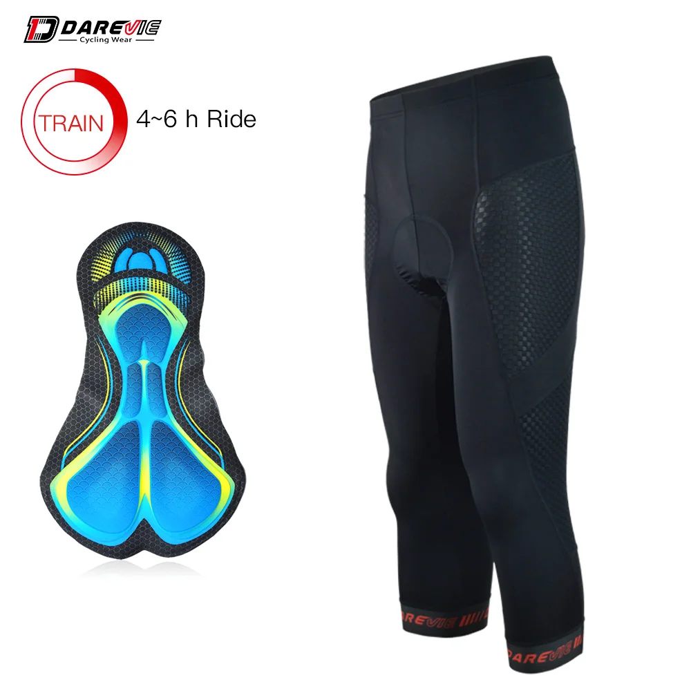 DAREVIE 3/4 Cycling Pants Gel Shockproof Pad Cycling Pants Quick Dry Bicycle 3/4 Pants UV Protect Bike 3/4 Pants 4 Hours Riding