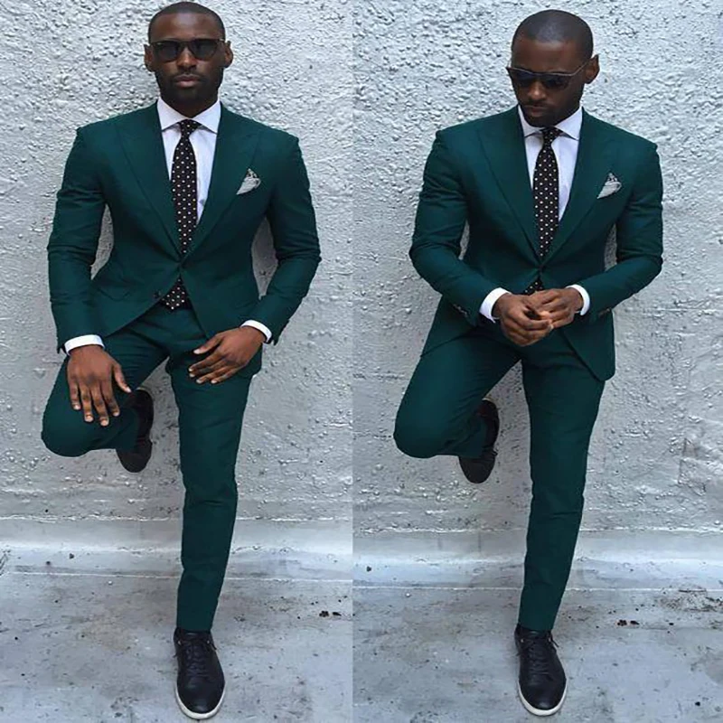 Dark Green Slim Men Suits 2020 Handsome 