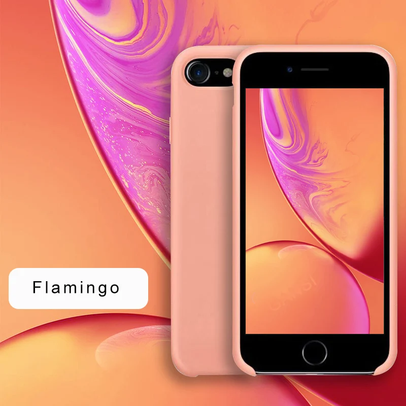 Официальный силиконовый чехол для iPhone 11 Pro MAX XR X Xs MAX чехол s для apple iPhone 7 8 Plus 6 6s 5 5S SE чехол с логотипом - Цвет: Flamingo