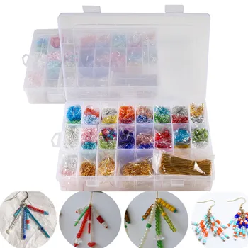 

1Set 36 Colors Glass Seed Beads Kit Crystle Beads Earrings Sets DIY Earrings Making Kit Jewelry Finding Needlework Accessories