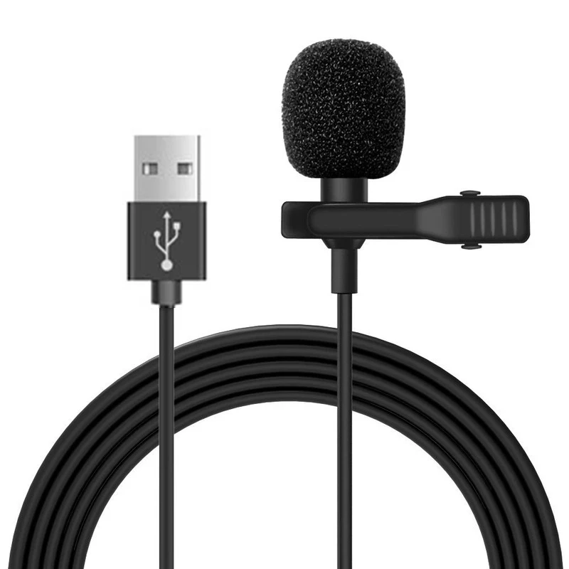 Micrófono portátil USB para ordenador portátil, Mini micrófono de solapa Lavalier de 1,5 m, micrófono externo de botón para portátil, grabación de ordenador, Chat