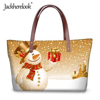 

Jackherelook 2019 Merry Chistmas Women Leather Handbags Cute Snowman Pattern Single Shoulder Luxury Bags for Ladies Girls