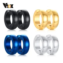 Vnox нержавеющая сталь мужские женские обруч серьги huggie гипоаллергенный ушной зажим ювелирные изделия