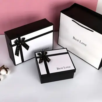 

AVEBIEN Black white gift box perfume cosmetics wallet gift packaging box Wedding birthday party gift bag коробка cajas de carton