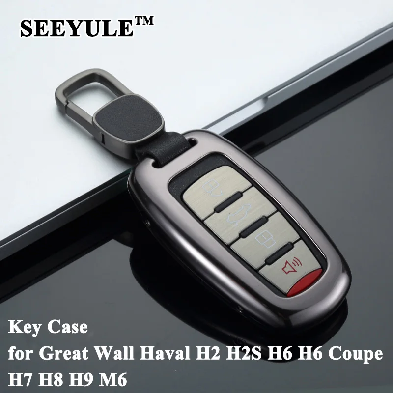 

1pc SEEYULE Aluminum Alloy Car Key Case Cover Key Shell Protector Storage Bag for Great Wall Haval H2 H2S H6 Coupe H7 H8 H9 M6