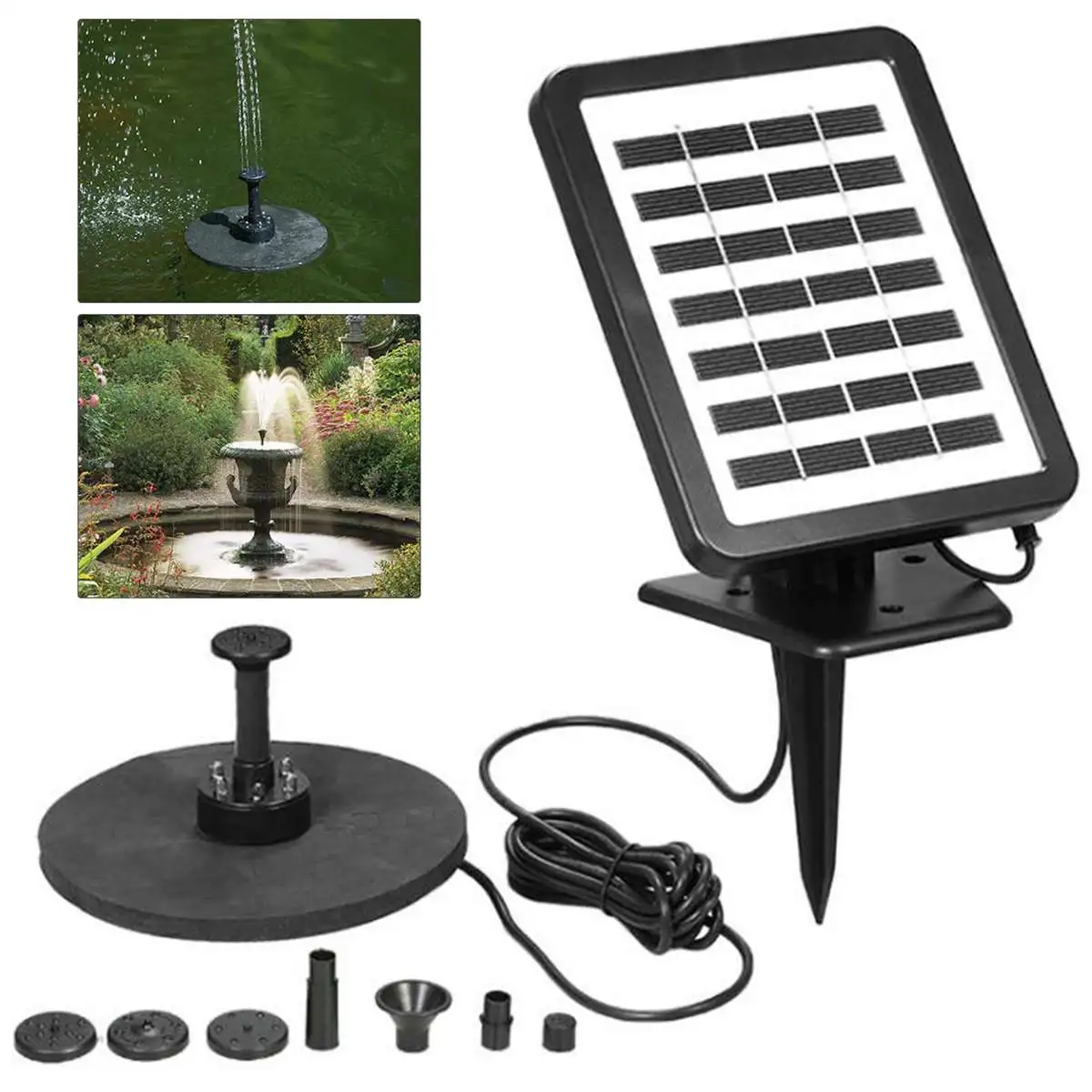 7V 180L/ч солнечные насос фонтана Birdbath Панели солнечные водяной насос на открытом воздухе шланг для полива огорода, двора, ночное освещение пруд украшения 1,5 W