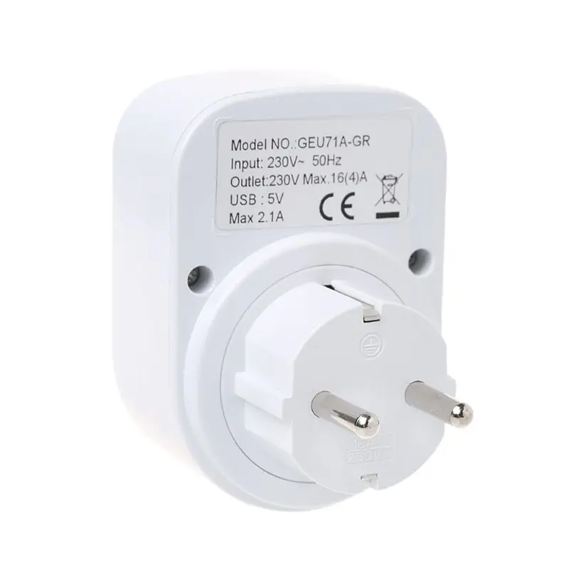 

Wall Charger Travel Adapter Electrical Socket With Dual USB Ports Power Switch