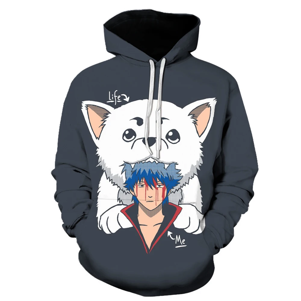 Новые модные толстовки с 3D-принтом капюшоном и принтом GINTAMA пуловер рукавами