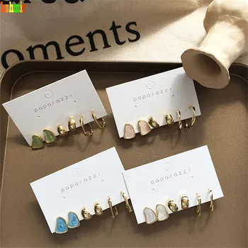 

Kshmir 2020 Candy Earrings Simple Geometric Female Earrings C-shaped, Curved, Glossy Earrings Gold Vintage Earrings a Set of 3