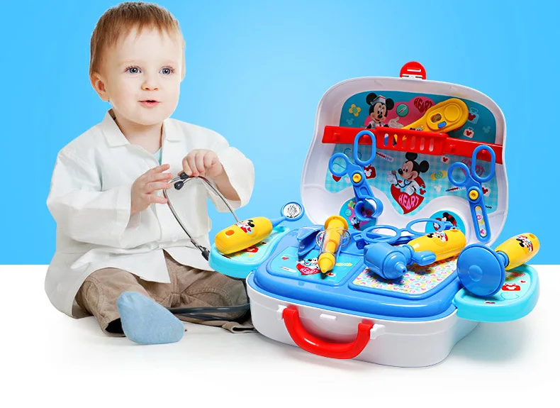 Caixa de Viagem Disney Original Genuíno Mickey Doctor Equipamentos Médicos Portátil Conjunto Simulação Crianças Brinquedos 3 High Quality Brinquedos e hobbies