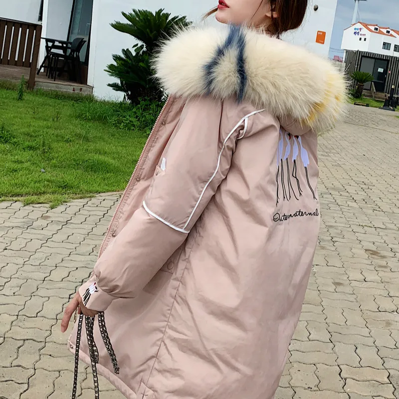 Neploe свободные длинные Paraks зимние новые толстые Лоскутные на молнии хлопковые пальто элегантные с капюшоном меховой воротник прямые Jakcet 46778