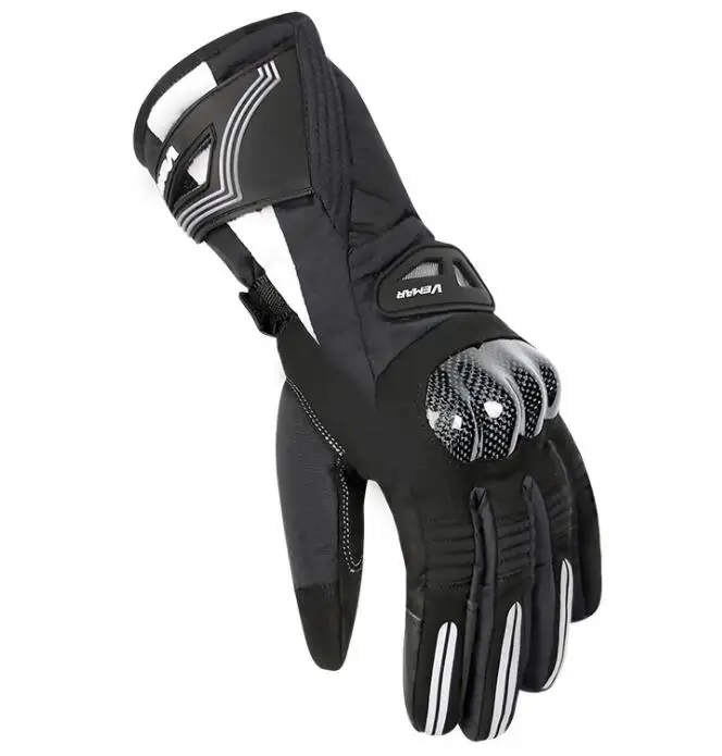 VEMAR зимние Мотоциклетные Перчатки флисовые сохраняющие тепло дышащие Guantes Moto Luvas мотоциклетные Нескользящие водонепроницаемые перчатки для мотокросса - Цвет: WP 04  Black
