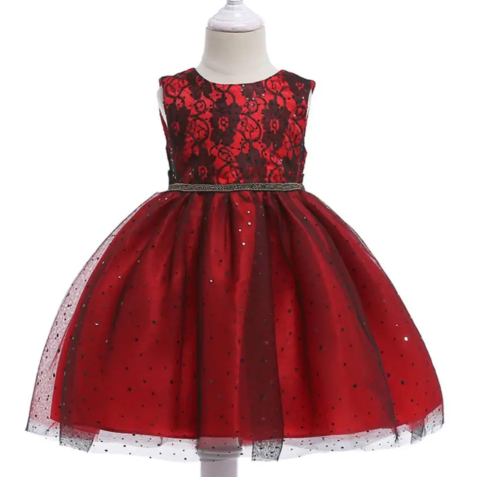 2020 Dresses Children Princess Diamond Girls Lace Embroidery Gauze Dance Performances Sleeveless Big Bow Dress | Детская одежда и