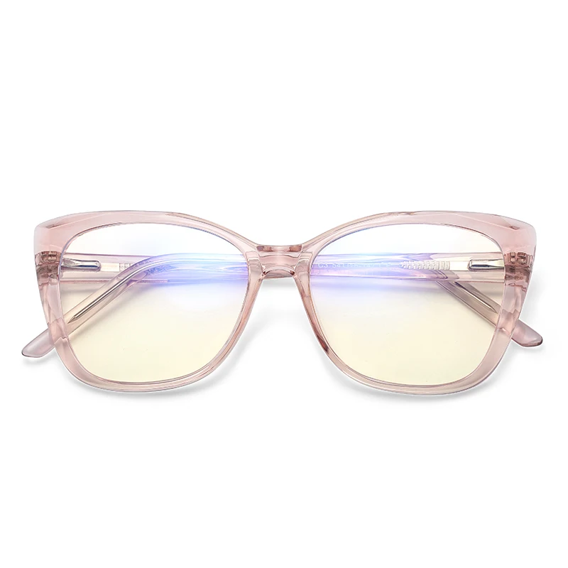 Кошачий глаз, анти-синий светильник, очки для женщин, Дамская оптическая оправа, гибкие очки для девочек, прозрачные антибликовые игровые очки UV4 - Цвет оправы: Прозрачный
