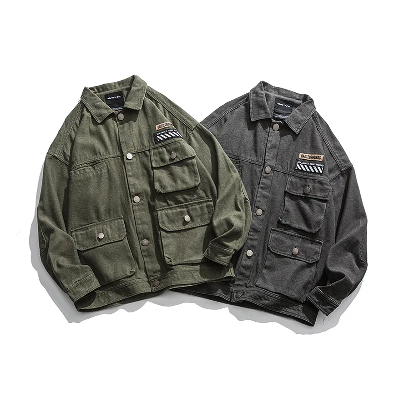 

Wu Airlines 2020 Spring Japanese-style Retro Retro Multi-pockets Fold-down Collar Tooling Jacket Young MEN'S Popular Brand Loose