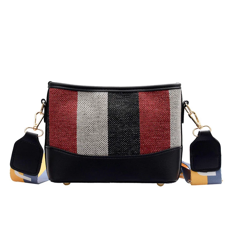 

INS Super Fire Bucket Bag Women's 2019 Autumn And Winter New Style Wide-Strap Contrast Color Hobo Bag Fashion Crossbody Bag