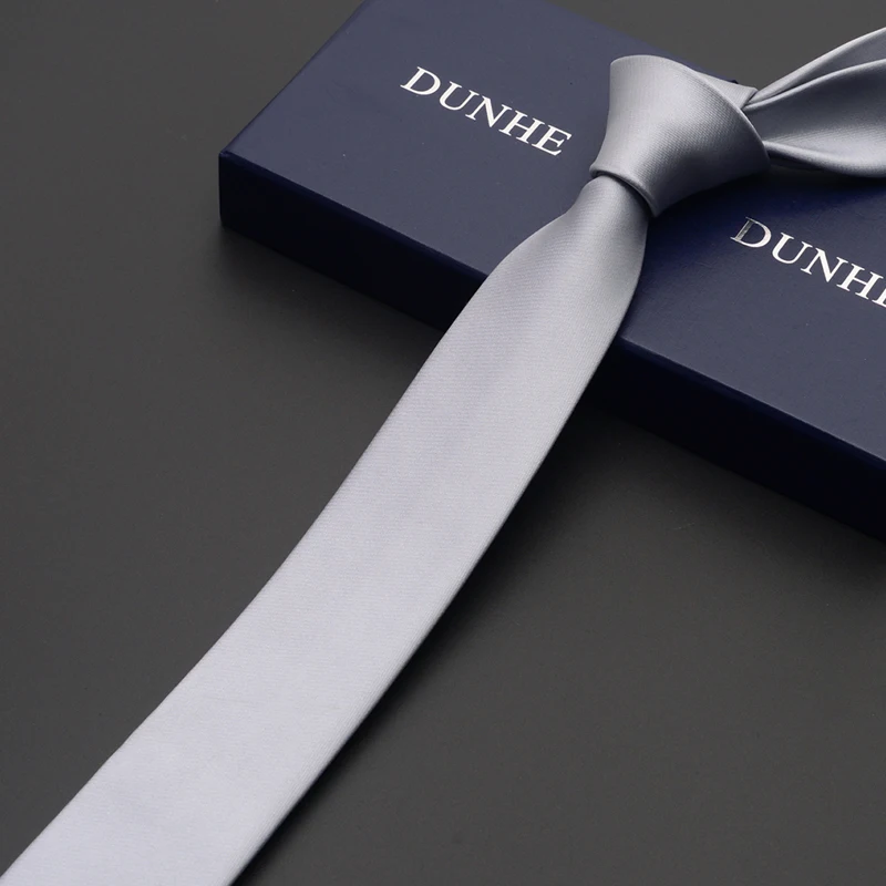 Gray High Quality Brand New Arrivals Mens Fashion Style Ties Men 5CM Slim Neckties Classic Business for Men With Gift Box Gray - Цвет: Gray