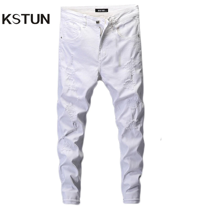 Ripped Jeans for Men Skinny White Jeans Stretch Denim Pants Jeans Mens Jeans Brand Streetwear Biker Jeans Male Hip hop Size 42 Ripped Jeans for Men Skinny White Jeans Stretch Denim Pants Jeans Mens Jeans Brand Streetwear Biker Jeans Male Hip hop Size 42
