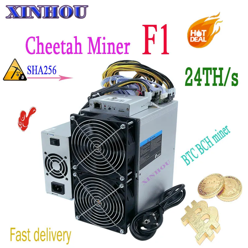 Asic Bitcoin Miner Cheetah Miner F1 24T BTC BCH miner с БП экономичнее, чем M21S M20S Antminer S17 T17 S17e T17e T2T T3