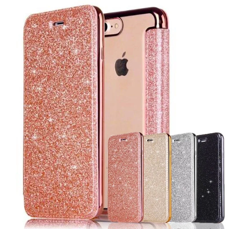 Роскошный блестящий кожаный чехол-книжка с бумажником для iPhone 12 11 Pro XS Max XR X 7 8 Plus 6s