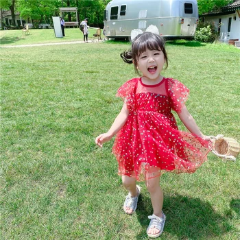 

2020 Girl Fashion Summer Dress Kids Children Dot Tutu Dress Two Colors