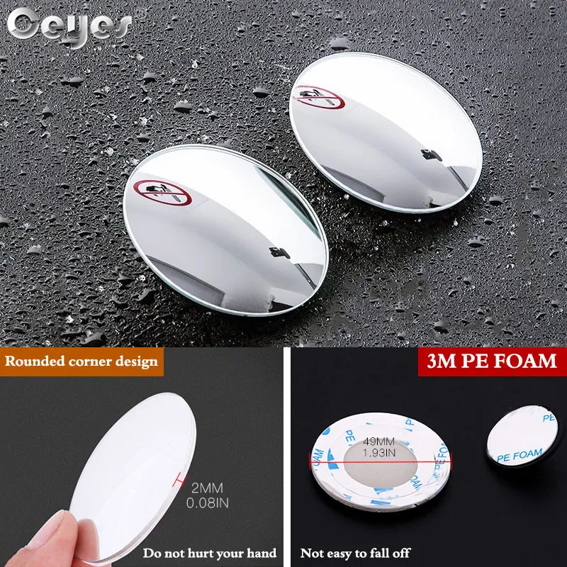 HD 360 Degree Wide Angle Adjustable Car Rear View Convex Mirror Auto Rearview Mirror Vehicle Blind Spot Rimless Mirrors (7)