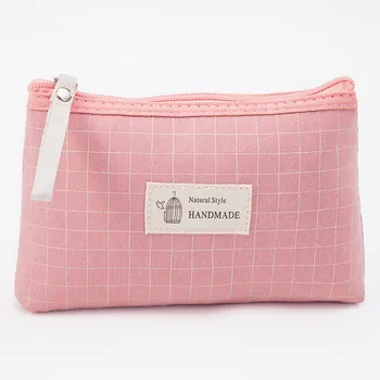 

Dropshipping Unisex Creative Cute Fashion Concise Plaid Pattern Storage Cosmetic Makeup Bag Portabl Handbag