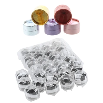 

35 Pcs Jewelry Boxes:30 Pcs Plastic Clear Crystal Jewelry Ring Display Storage Boxes Black & 5 Pcs Cardboard Round Jewelry Ring