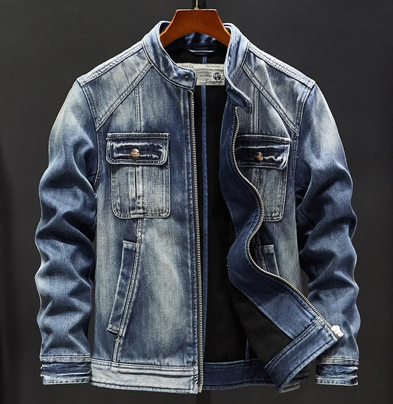 mens denim jacket fleece